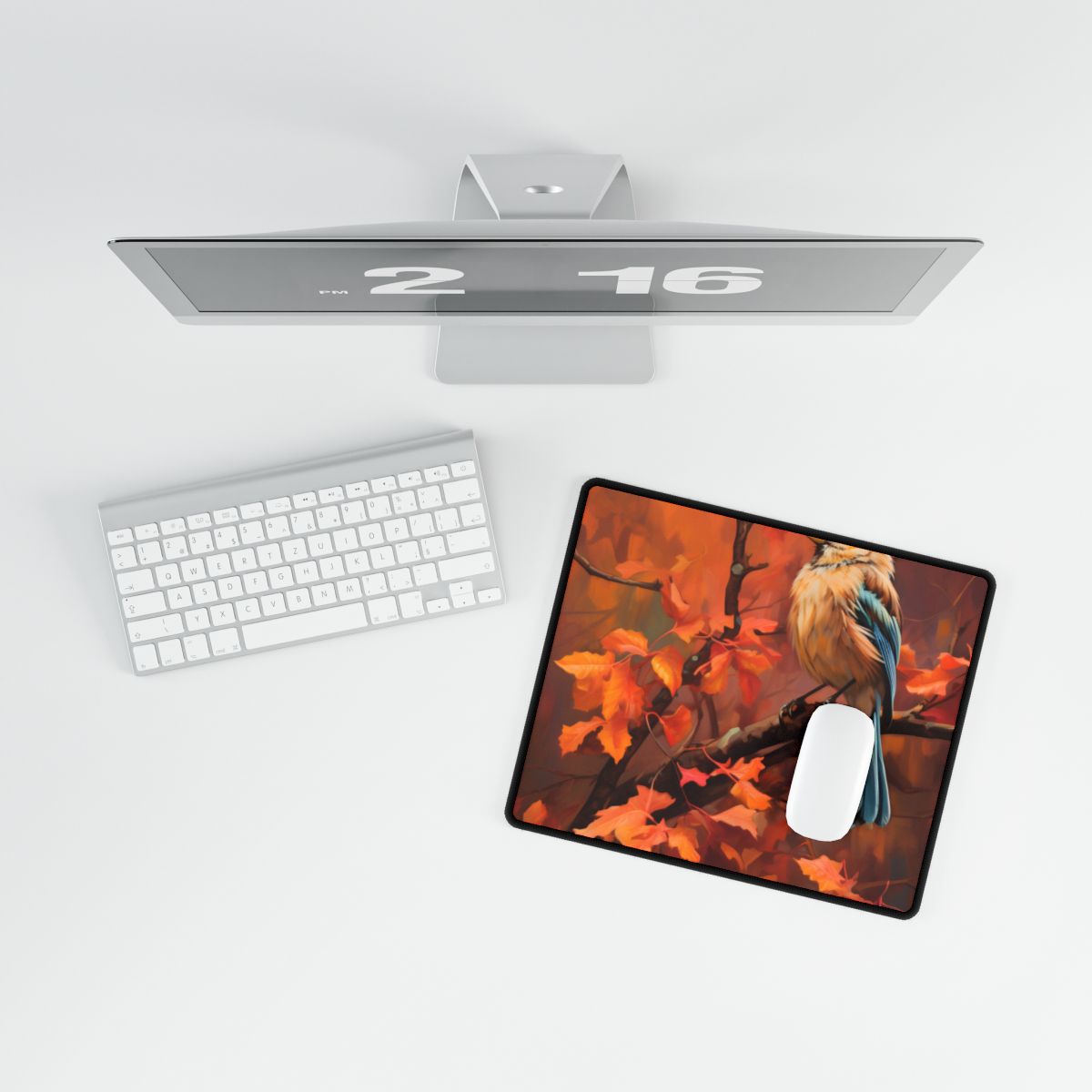 Vibrant Oak Branch: Colorful Oil Painting Artwork - Desk Mat