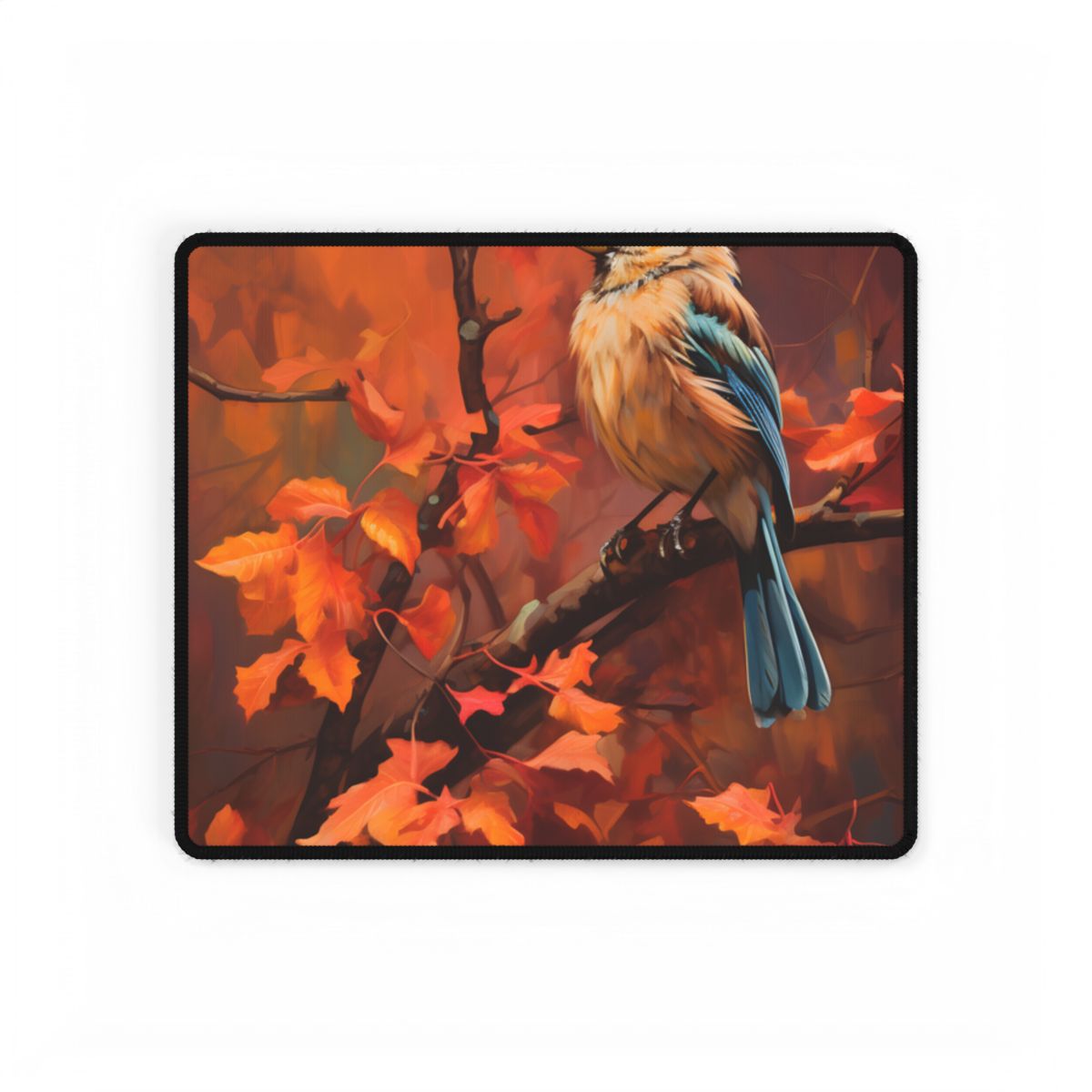 Vibrant Oak Branch: Colorful Oil Painting Artwork - Desk Mat