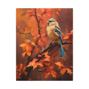 Bird on Autumn Branch Canvas Print