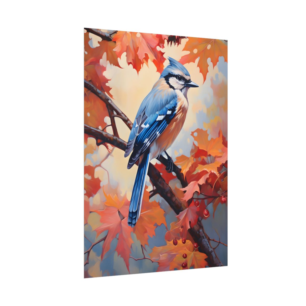 Vibrant Oak Branch: Oil Painting Artwork - Poster