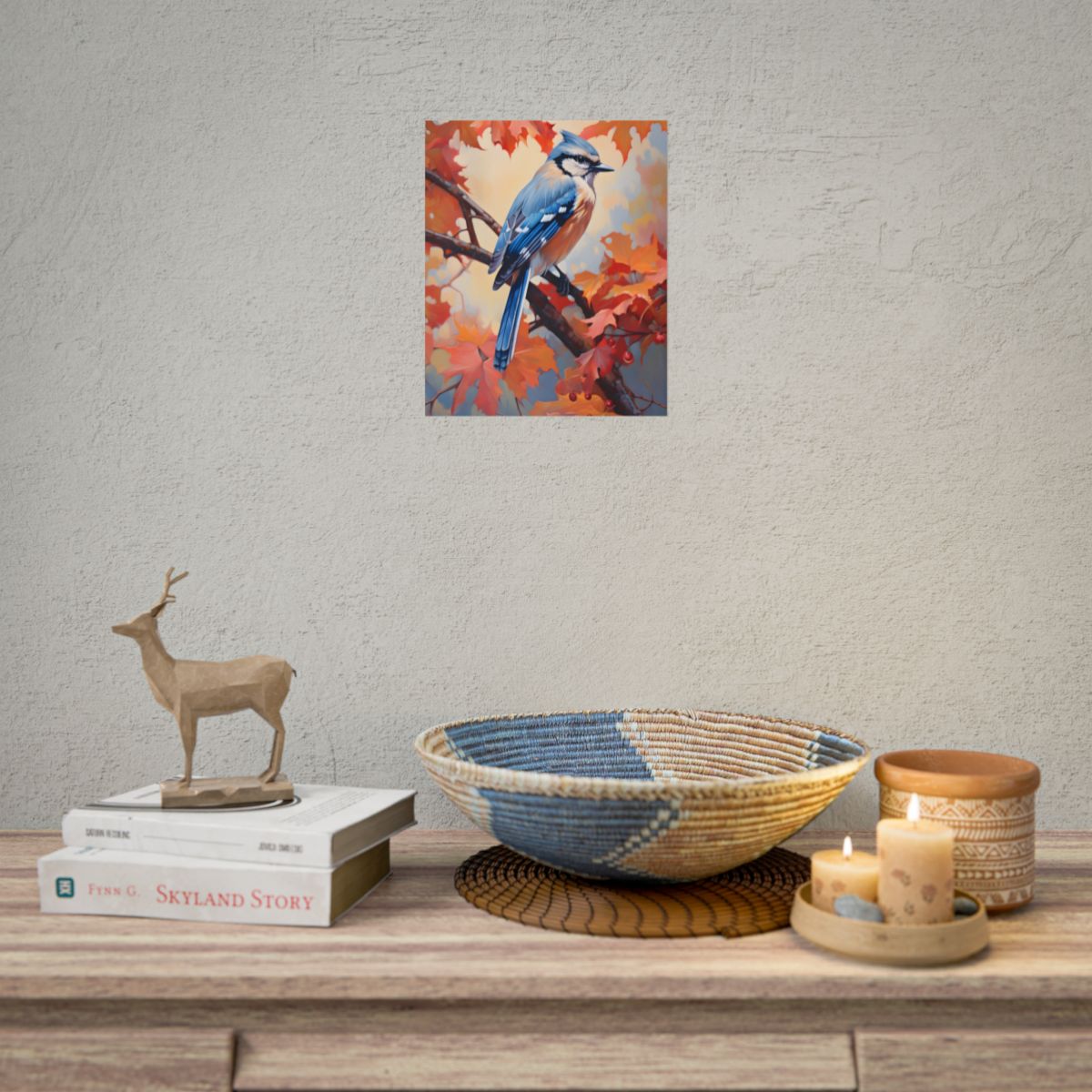 Vibrant Oak Branch: Oil Painting Artwork - Poster
