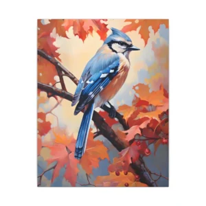 Blue Jay on Maple Branch Canvas Print