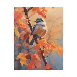 Chickadee on Maple Branch Canvas Print
