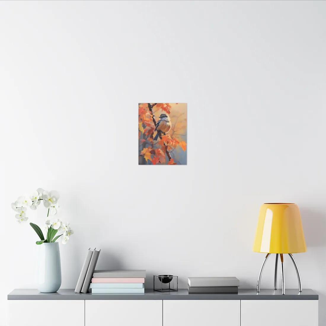 Vibrant Oak Branch: Oil Painting in Nature - Canvas
