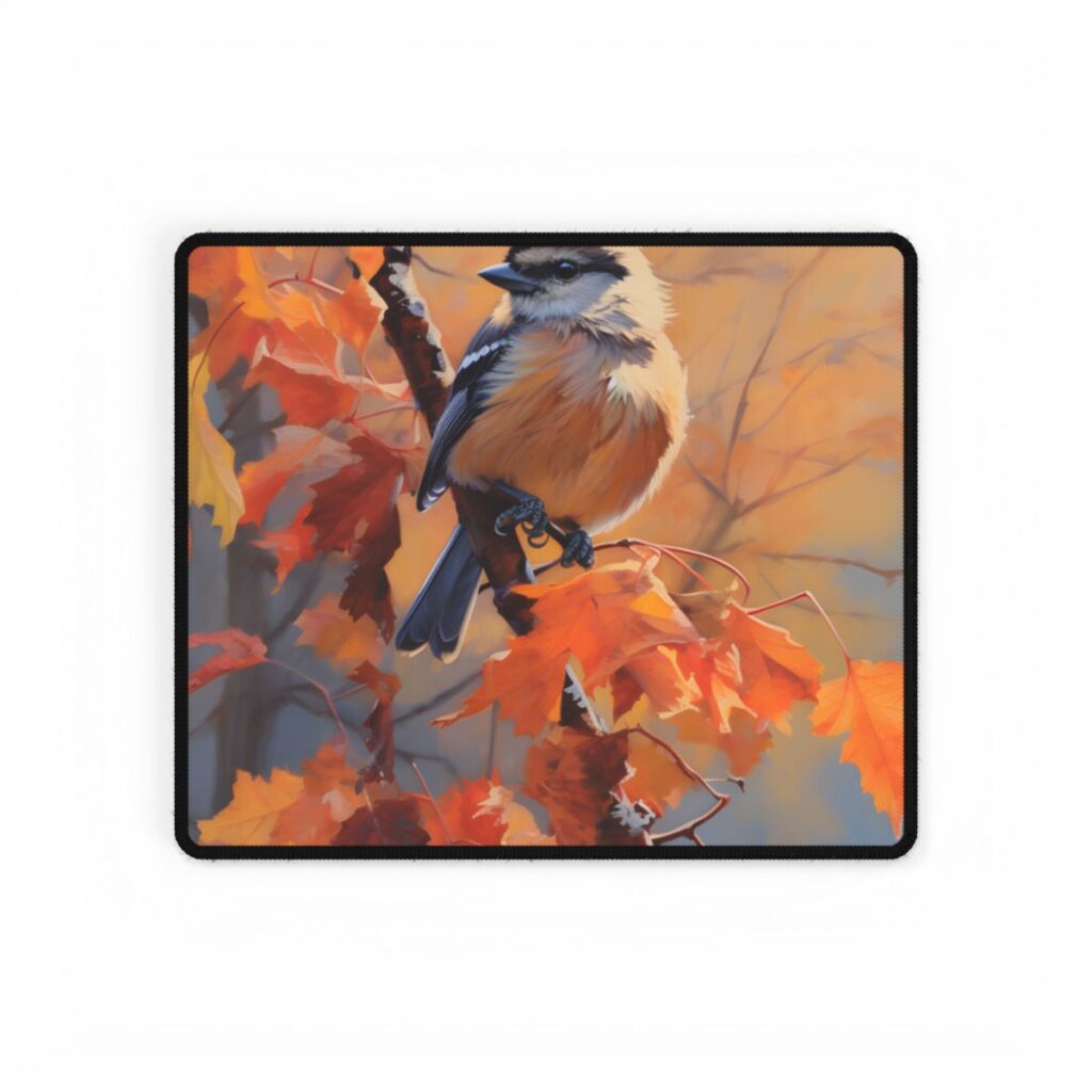 Vibrant Oak Branch: Oil Painting in Nature - Desk Mat