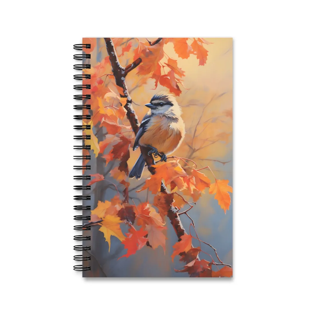 Vibrant Oak Branch: Oil Painting in Nature - Spiral Notebook