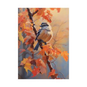 Chickadee on Maple Branch Poster