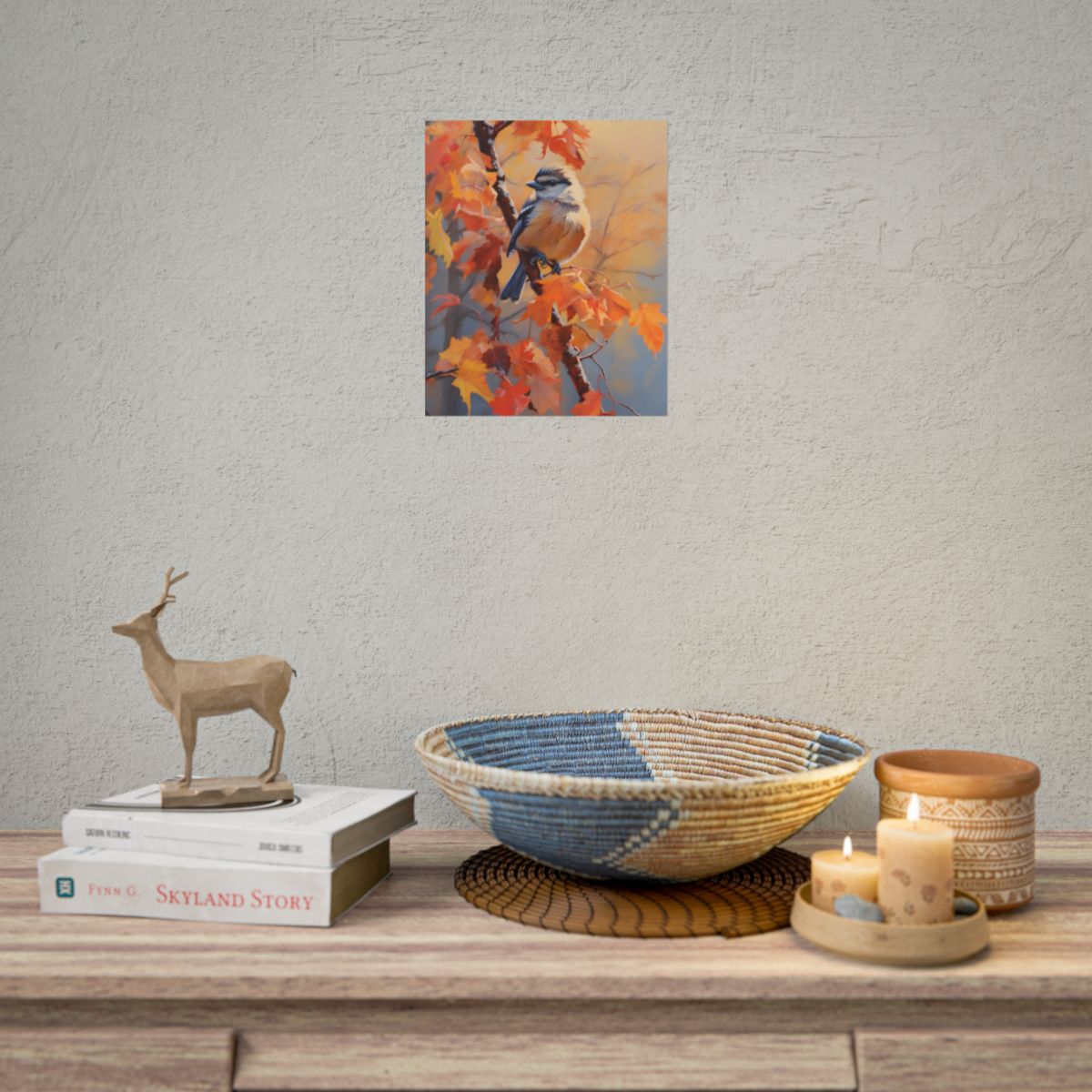Vibrant Oak Branch: Oil Painting in Nature - Poster
