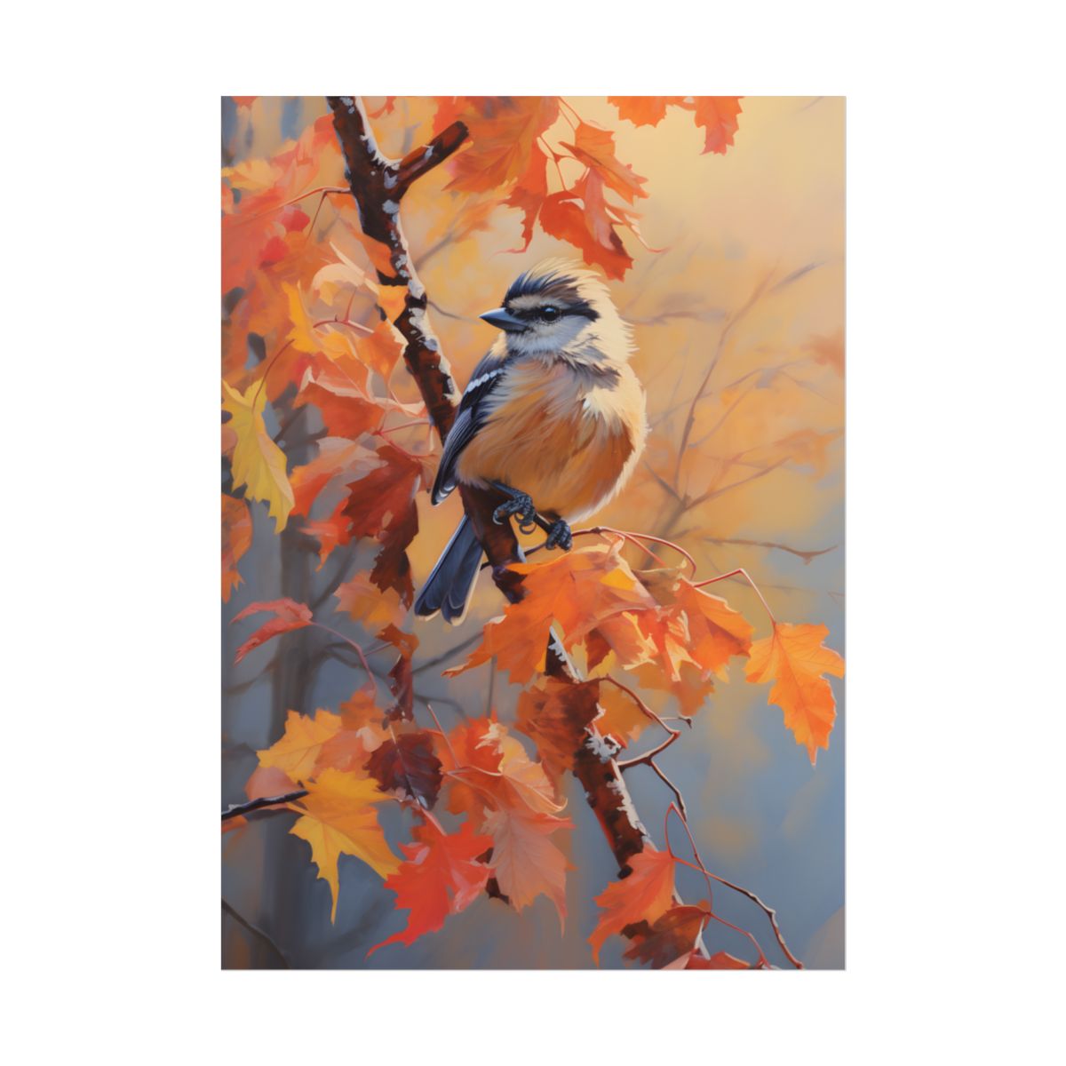 Vibrant Oak Branch: Oil Painting in Nature - Poster