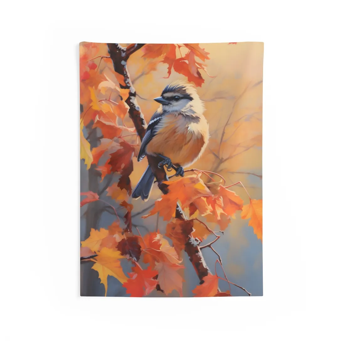 Vibrant Oak Branch: Oil Painting in Nature - Wall Tapestry
