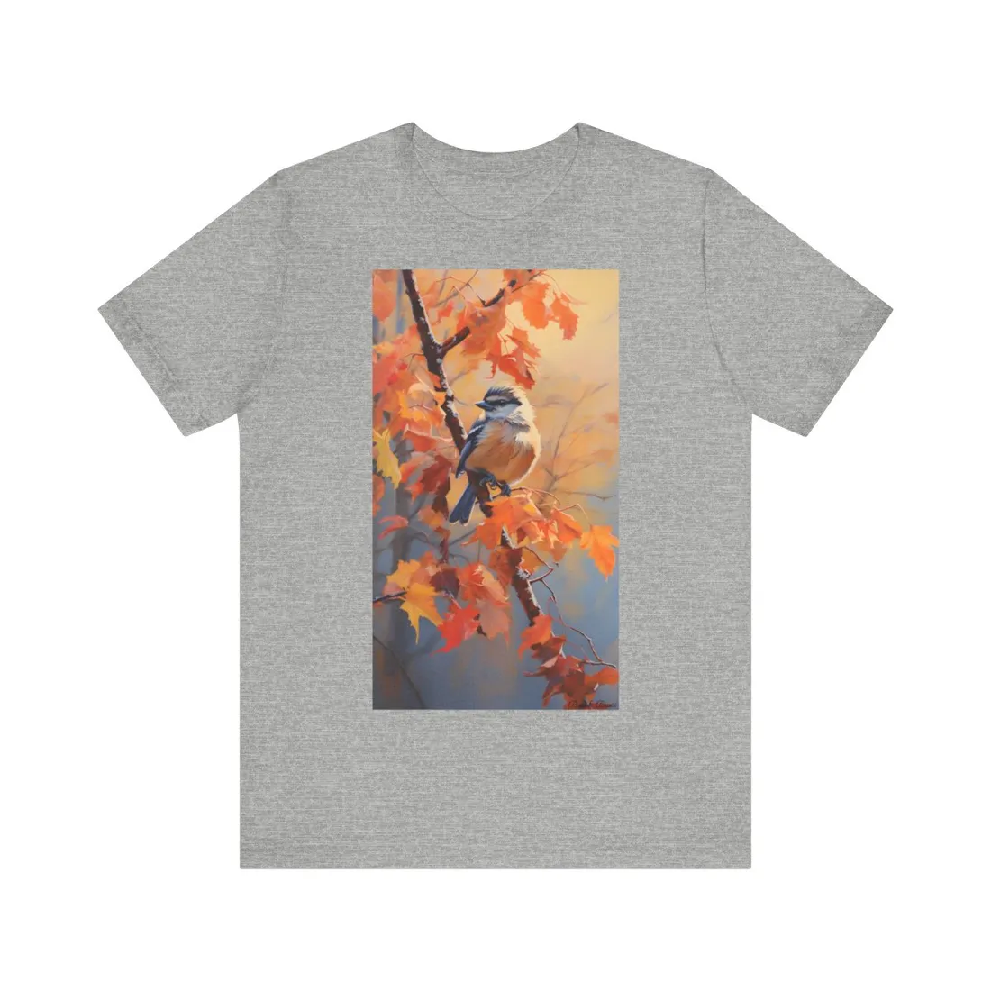 Vibrant Oak Branch: Oil Painting in Nature - T-Shirt