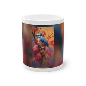 Blue Jay on Red Leaves Mug