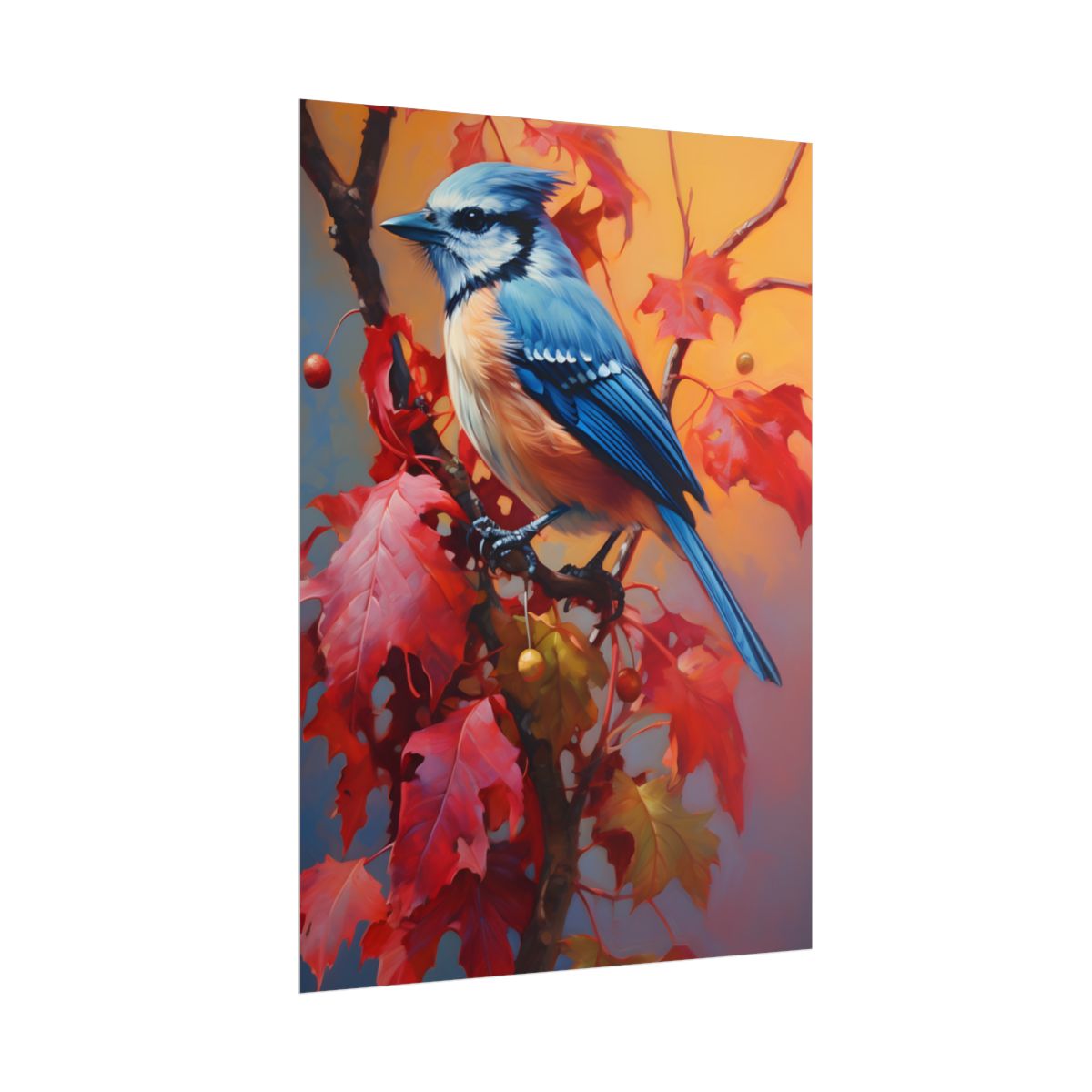 Vibrant Oak Branch Oil Painting: Nature's Artwork - Poster