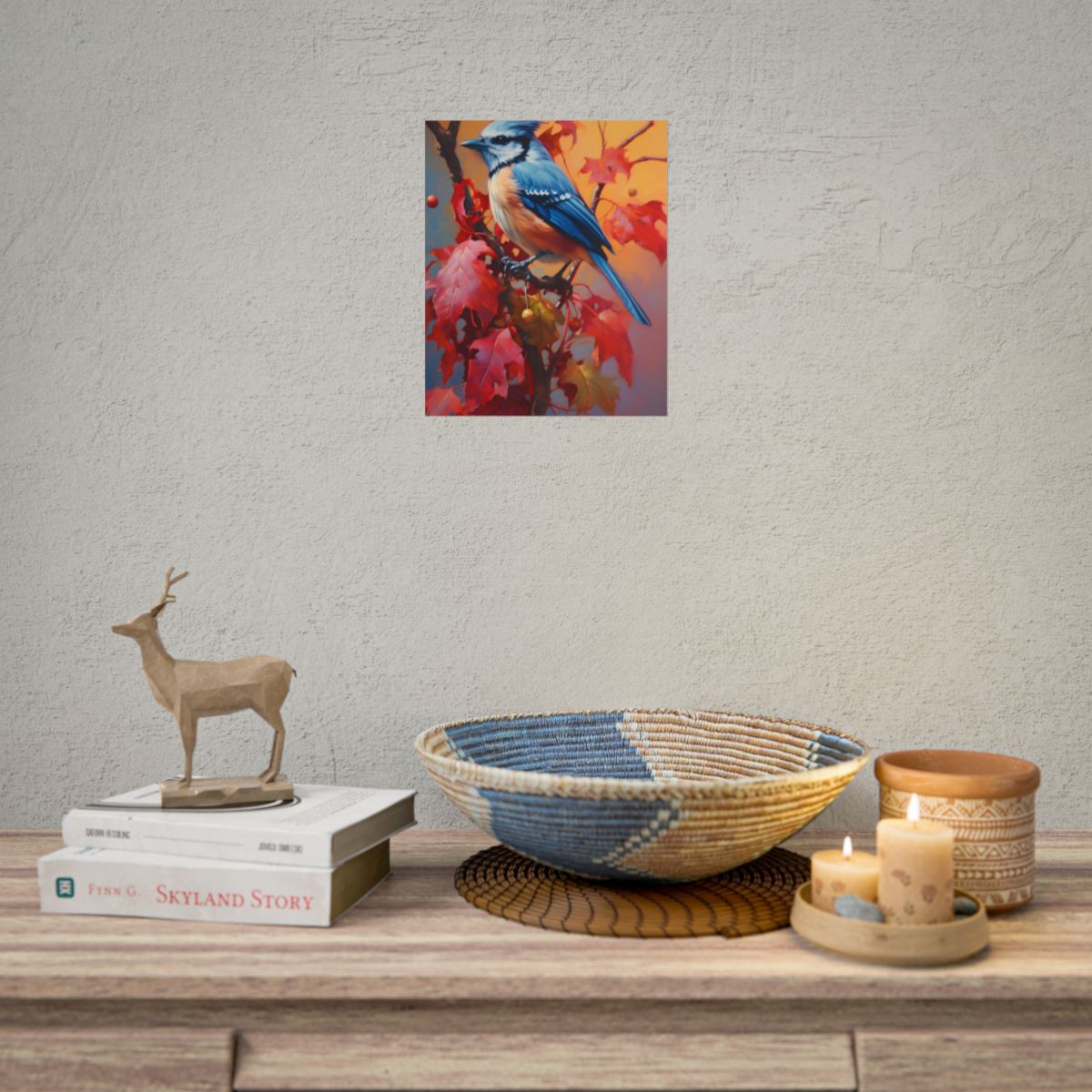 Vibrant Oak Branch Oil Painting: Nature's Artwork - Poster
