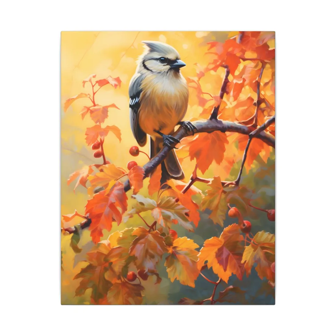 Vibrant Oak Branch: Oil Painting of Nature's Serenity - Canvas
