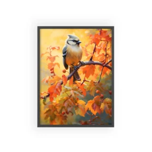 Songbird on Autumn Branch Framed Poster