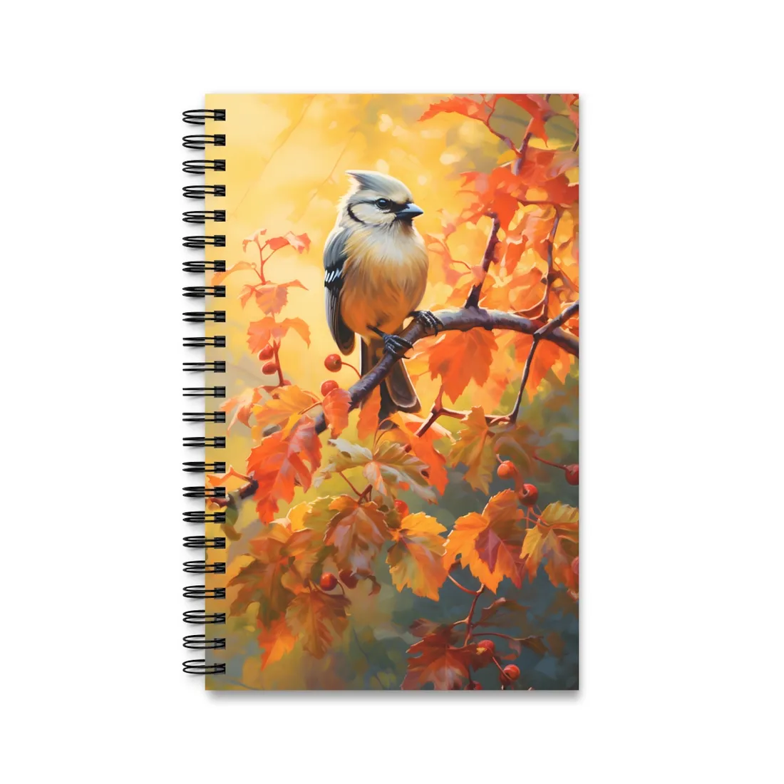 Vibrant Oak Branch: Oil Painting of Nature's Serenity - Spiral Notebook