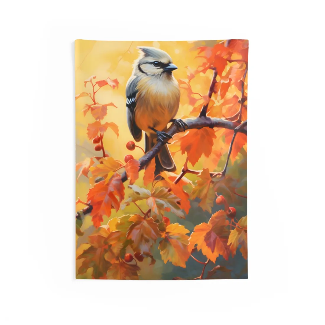 Vibrant Oak Branch: Oil Painting of Nature's Serenity - Wall Tapestry