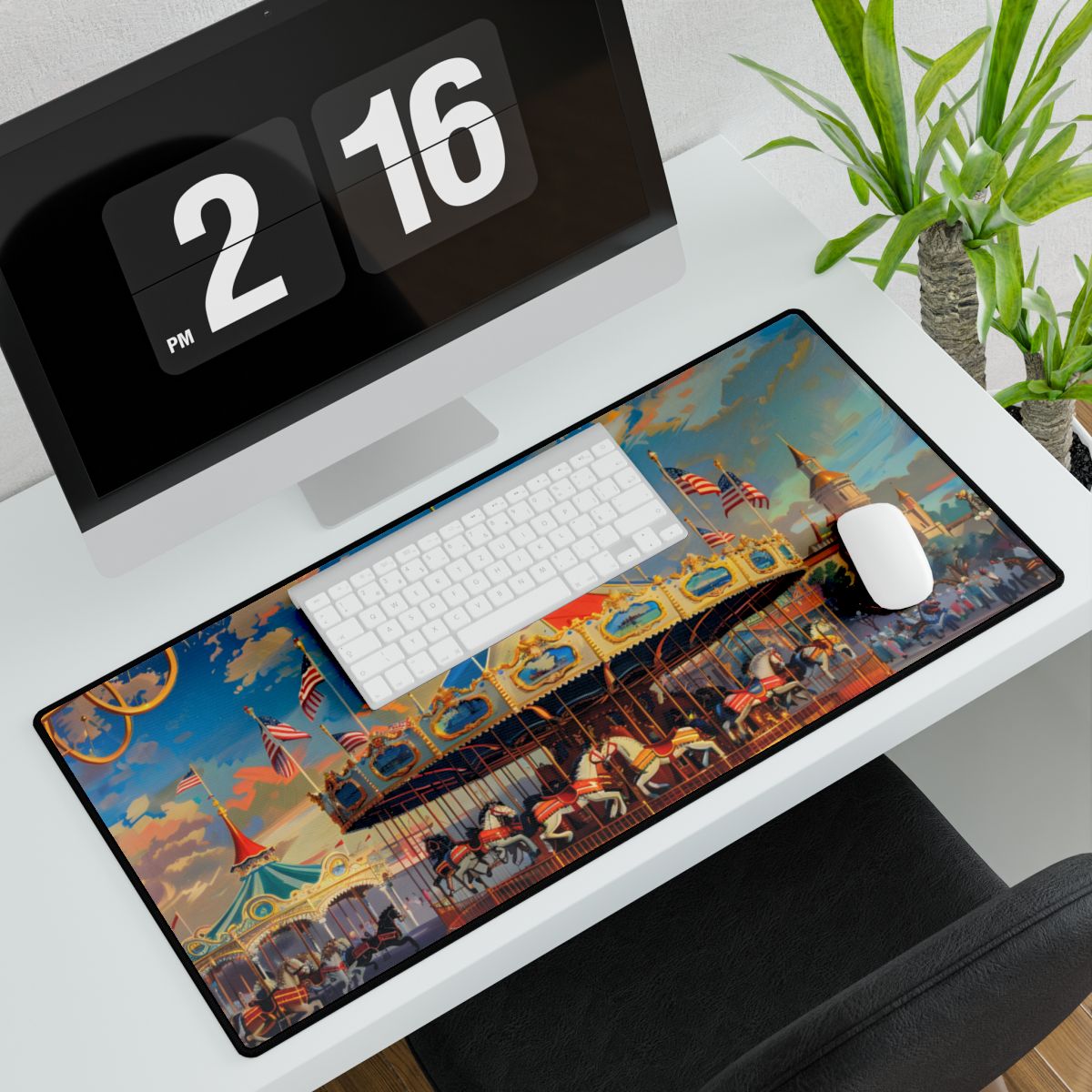 Vibrant Outdoor Adventure: A Vintage-Inspired Artwork - Desk Mat