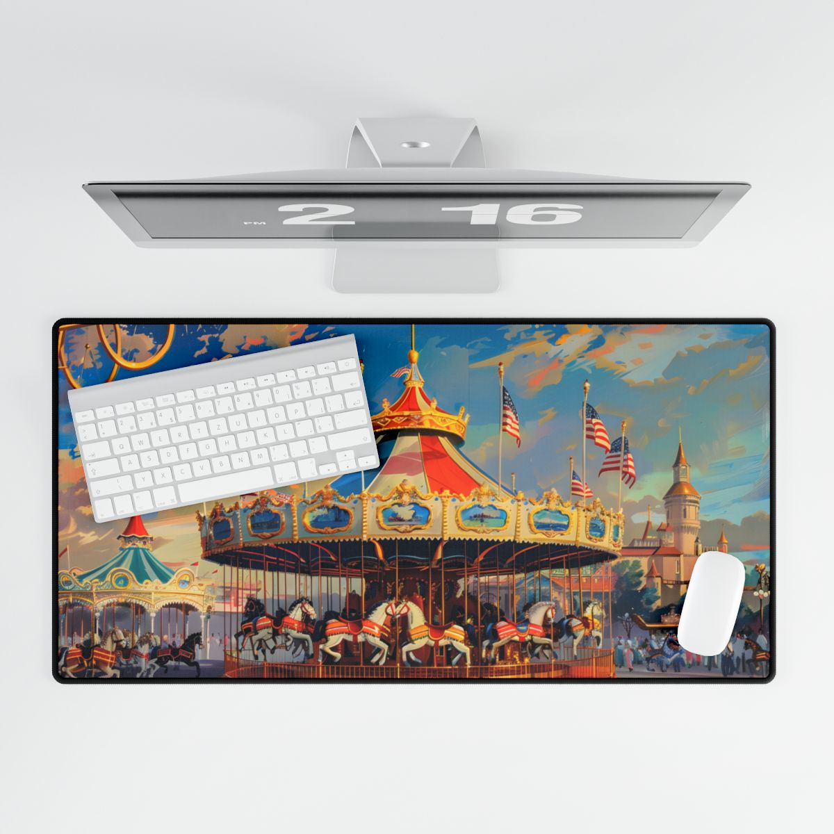 Vibrant Outdoor Adventure: A Vintage-Inspired Artwork - Desk Mat