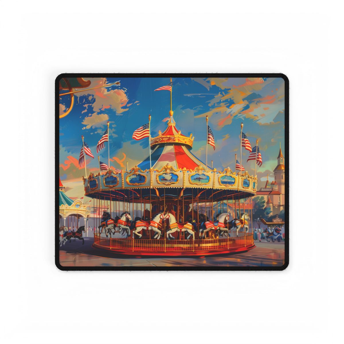 Vibrant Outdoor Adventure: A Vintage-Inspired Artwork - Desk Mat
