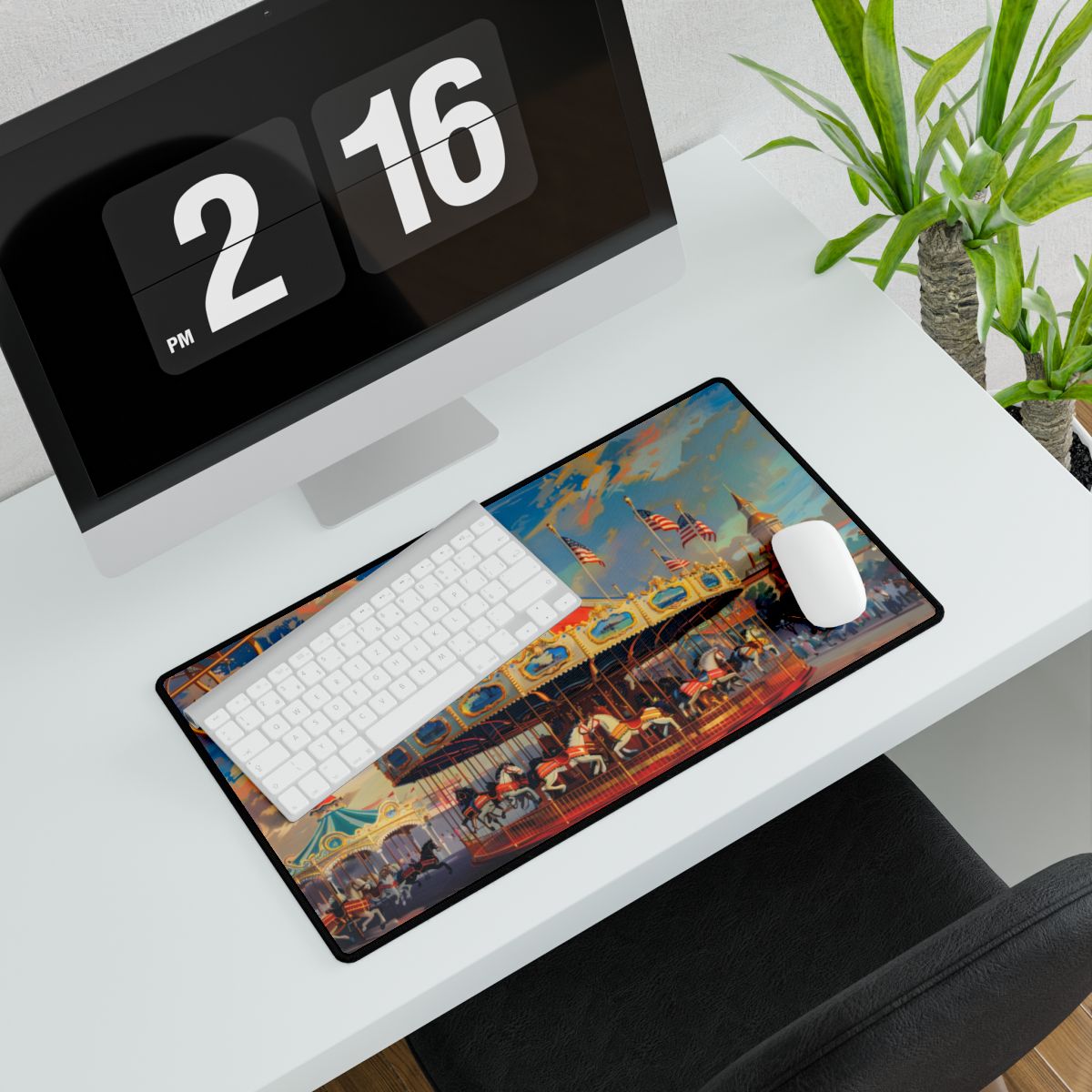 Vibrant Outdoor Adventure: A Vintage-Inspired Artwork - Desk Mat