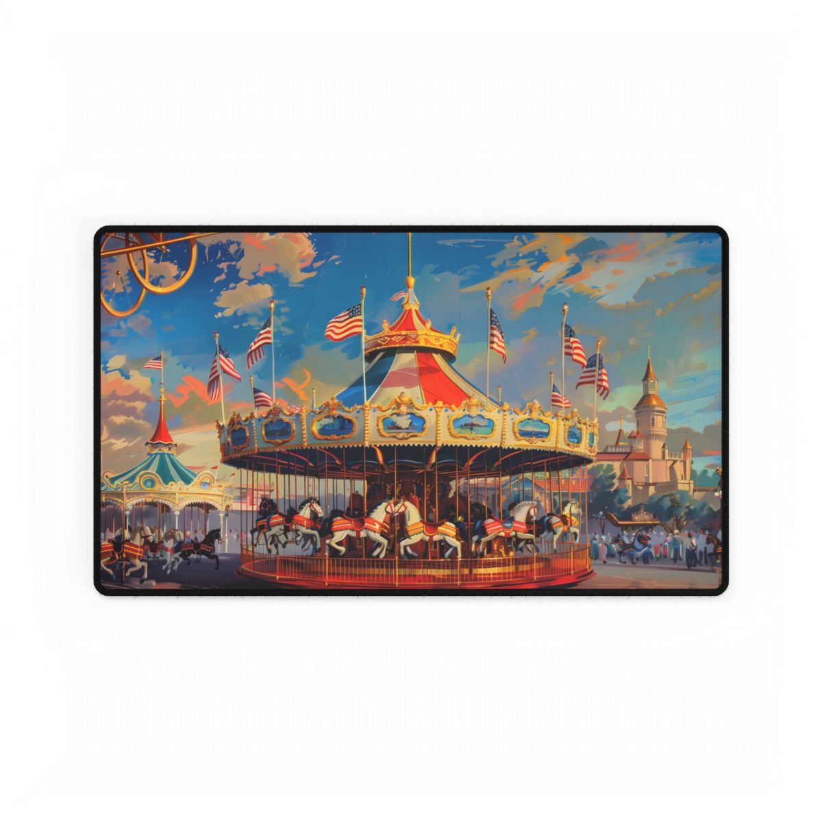 Vibrant Outdoor Adventure: A Vintage-Inspired Artwork - Desk Mat