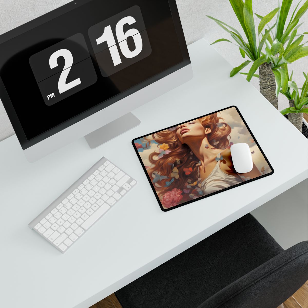 Vibrant Outdoor Cafe: Relaxed Atmosphere Artwork - Desk Mat
