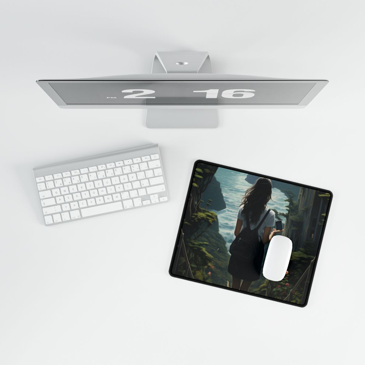 Vibrant Outdoor Escape: Person amidst Nature - Desk Mat