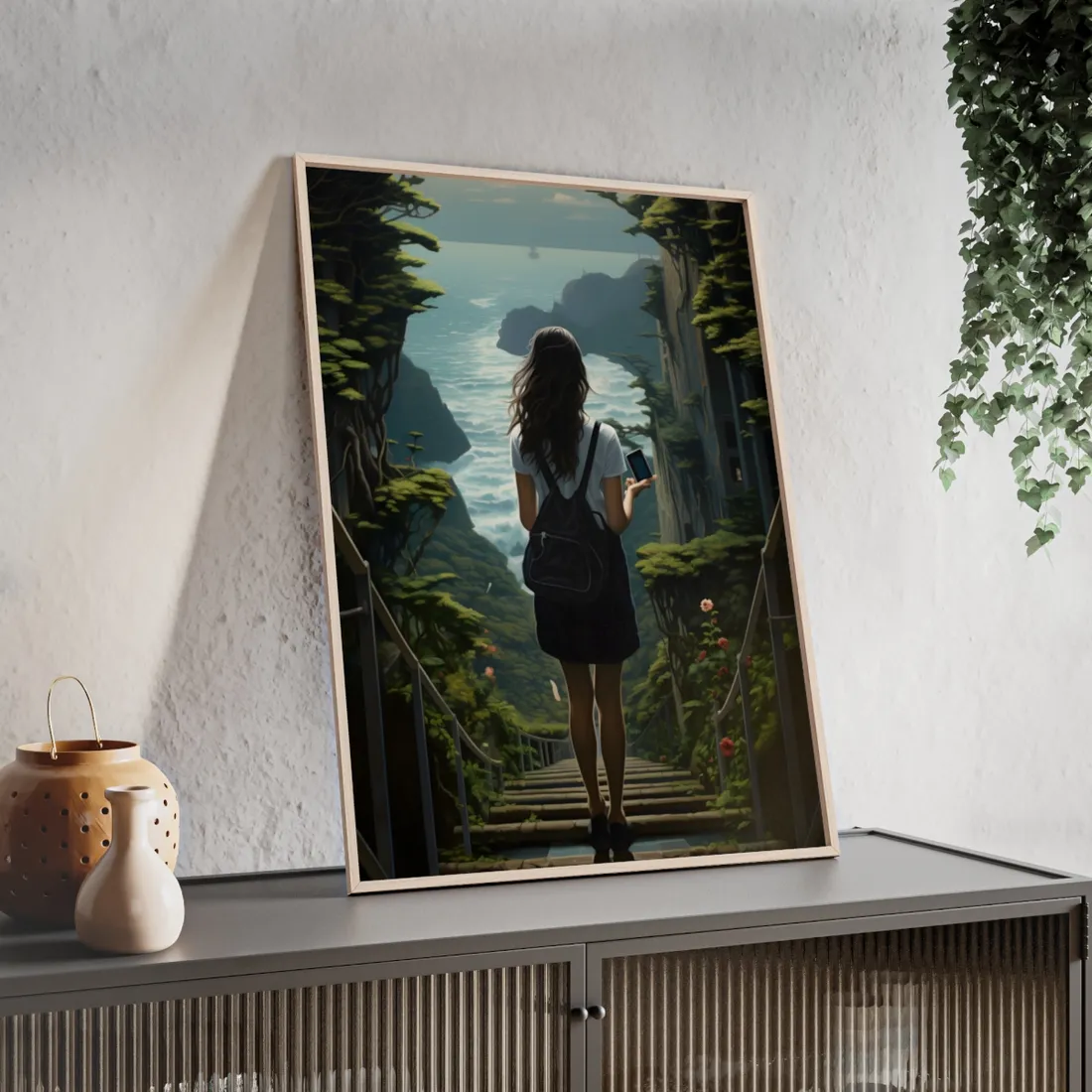 Vibrant Outdoor Escape: Person amidst Nature - Framed Poster