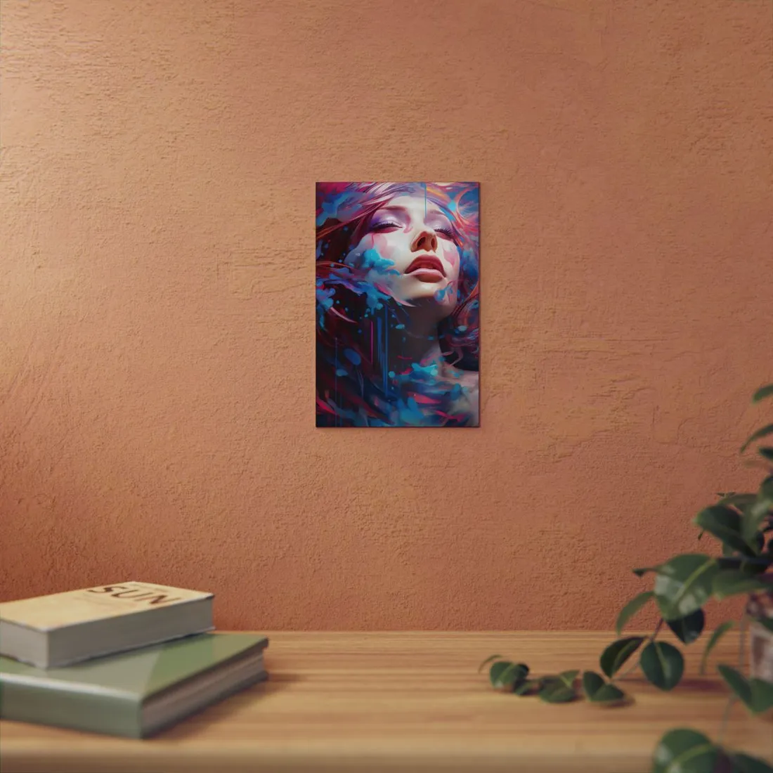 Vibrant Paint Portrait: Woman in Colorful Explosion - Metal Poster