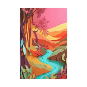 Paper Cut Landscape with River Canvas Print