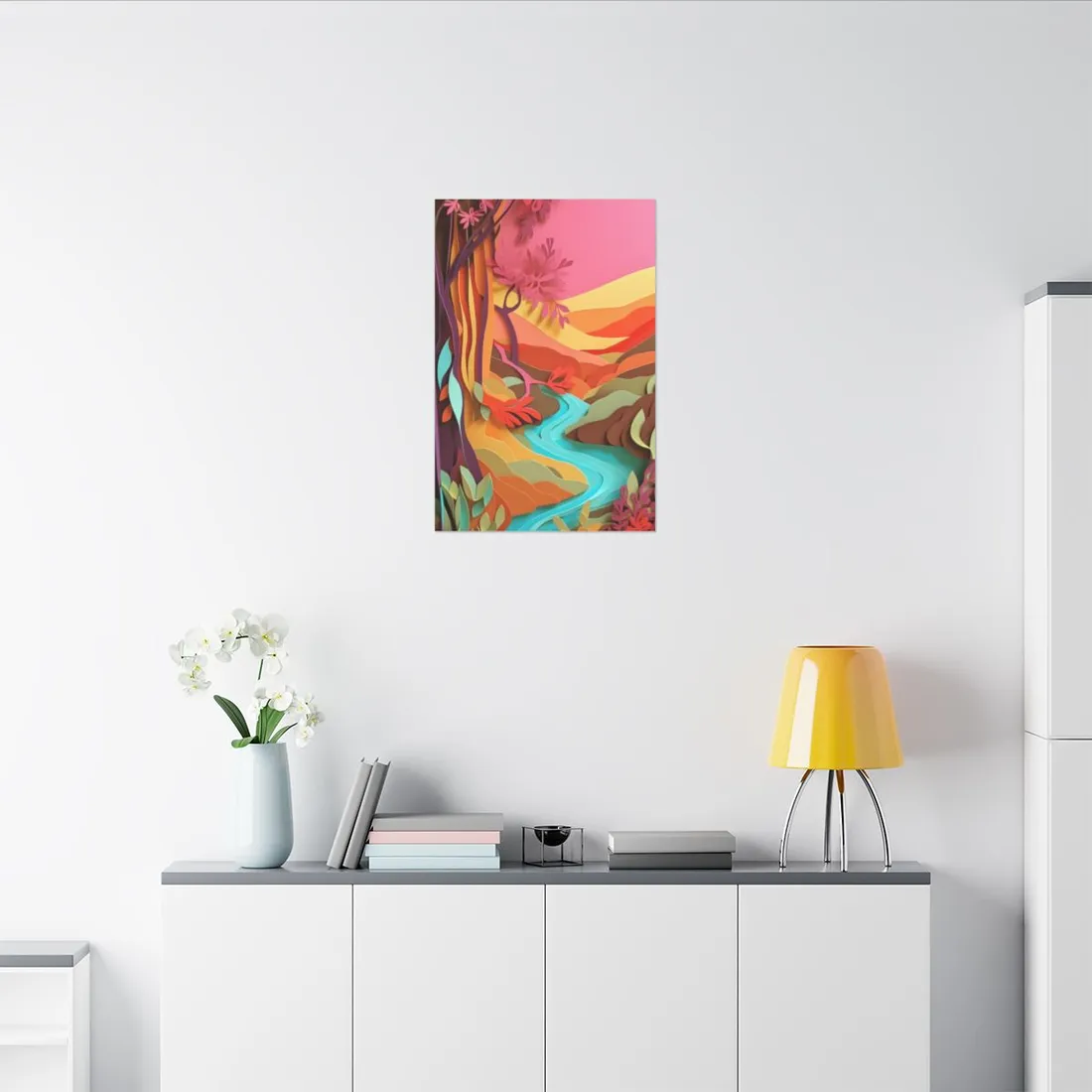 Vibrant Paper Quilled Canyon: Eye-Catching Landscape Art - Canvas
