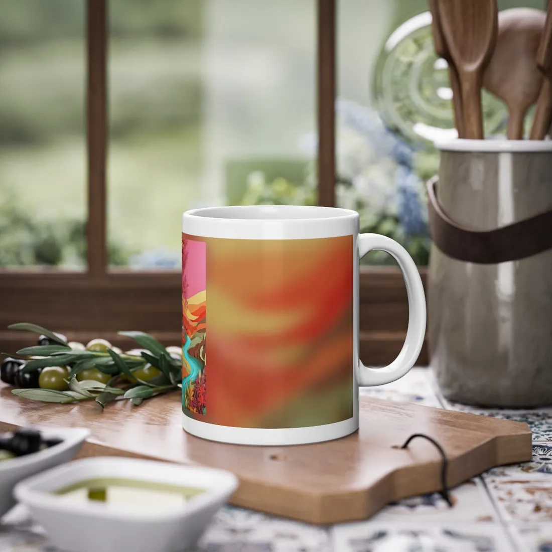 Vibrant Paper Quilled Canyon: Eye-Catching Landscape Art - Mug