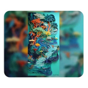 Layered Paper Forest River Mouse Pad