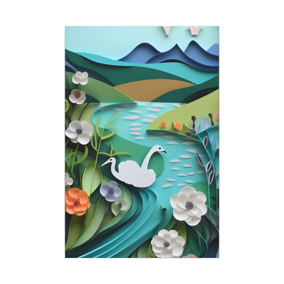 Vibrant Paper Quilling Island: A Beautiful Tropical Landscape - Canvas