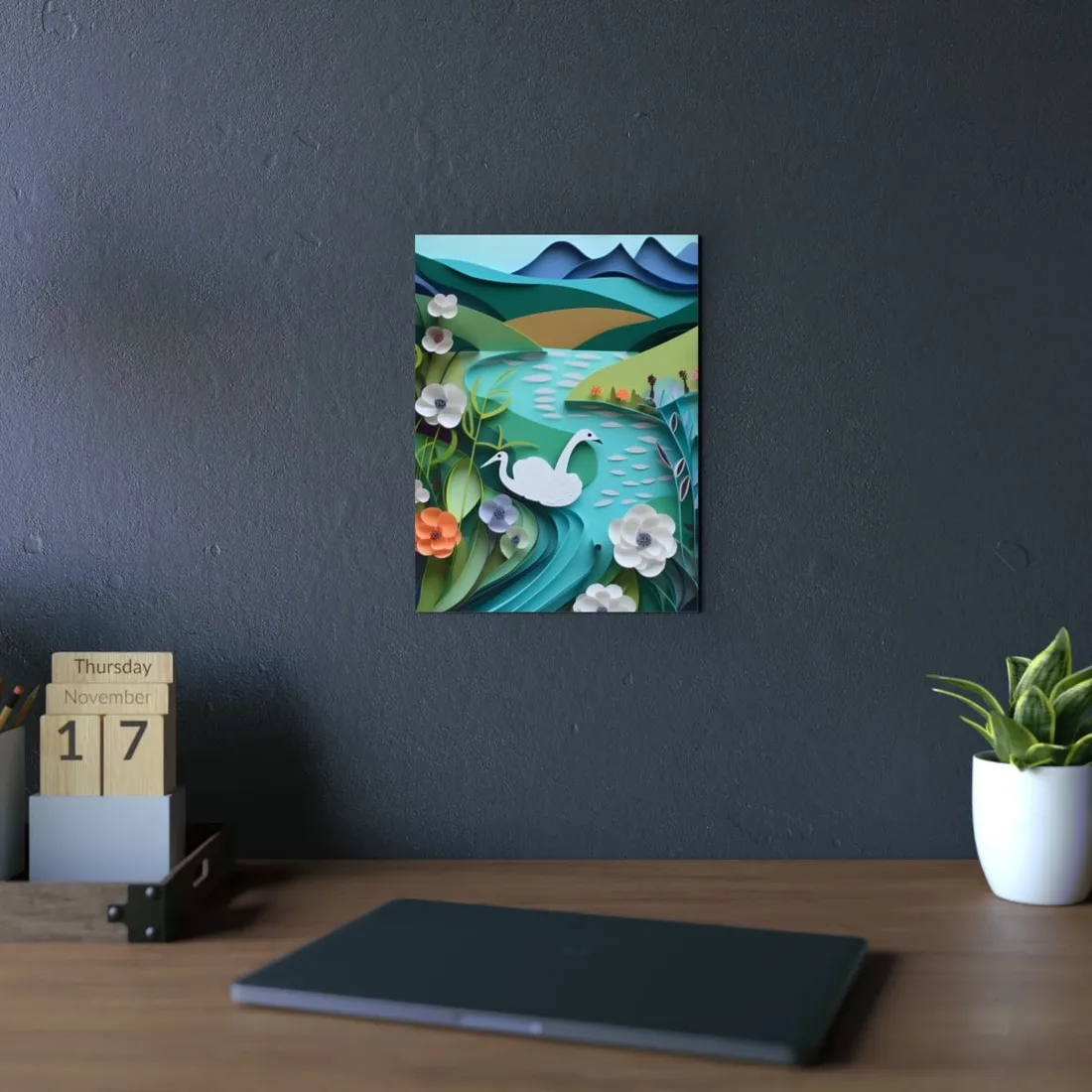 Vibrant Paper Quilling Island: A Beautiful Tropical Landscape - Metal Poster