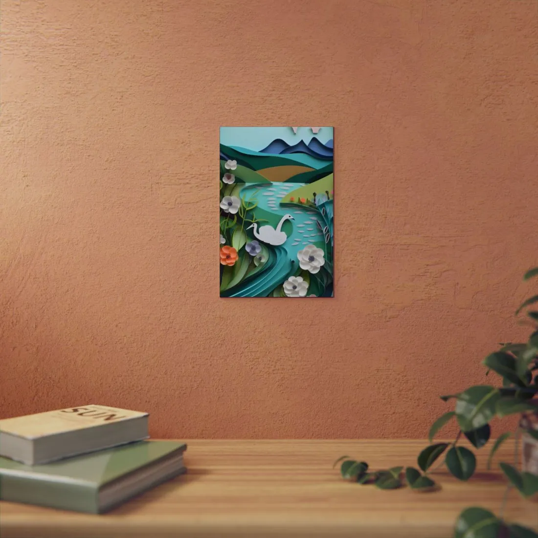 Vibrant Paper Quilling Island: A Beautiful Tropical Landscape - Metal Poster