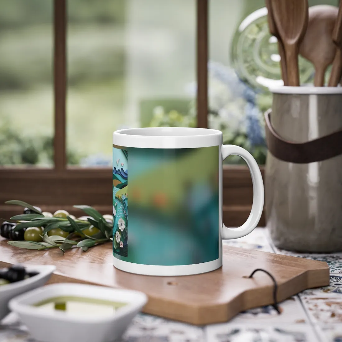 Vibrant Paper Quilling Island: A Beautiful Tropical Landscape - Mug