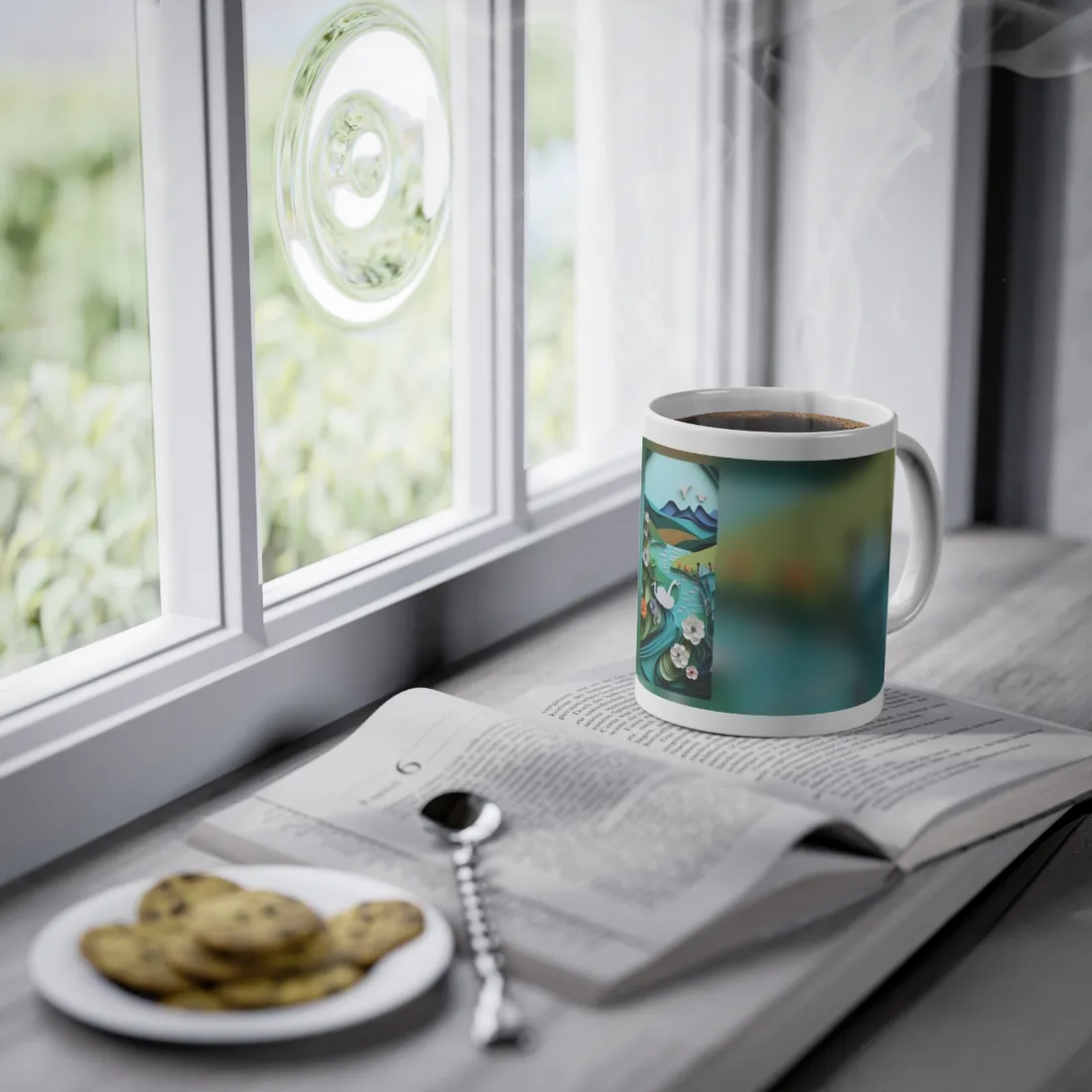 Vibrant Paper Quilling Island: A Beautiful Tropical Landscape - Mug