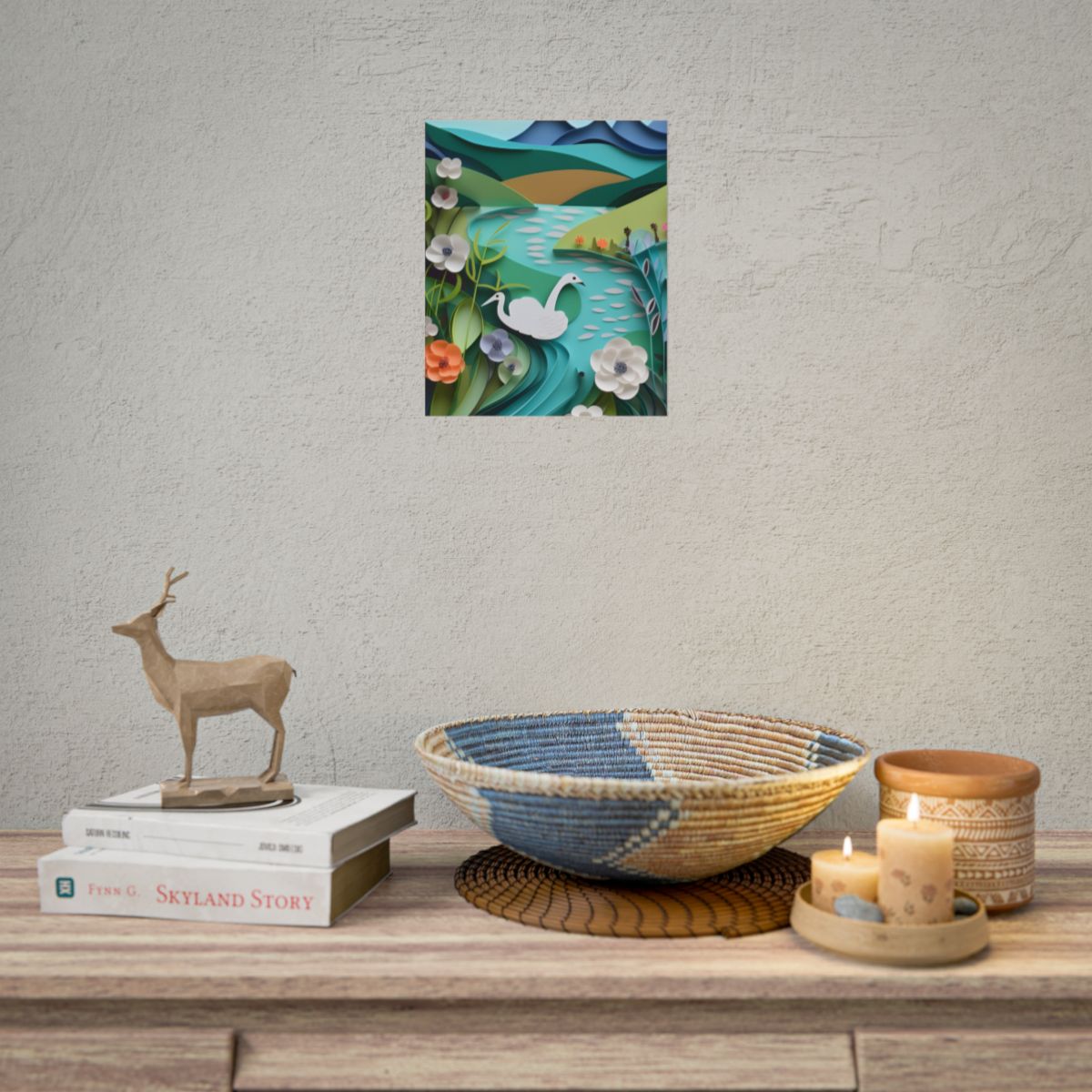 Vibrant Paper Quilling Island: A Beautiful Tropical Landscape - Poster
