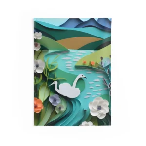 Paper Swan by River Wall Tapestry