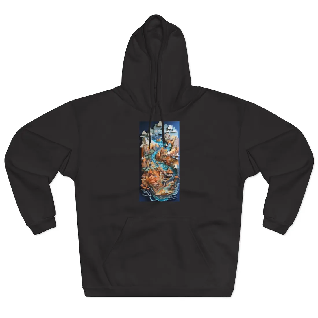 Vibrant Paper Quilling Paradise: Tropical Island Landscape with Colorful Flower - Hoodie