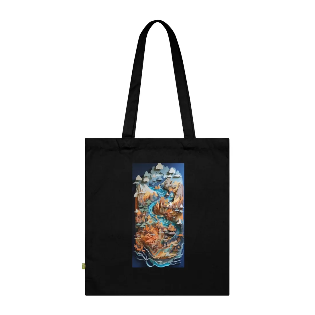 Vibrant Paper Quilling Paradise: Tropical Island Landscape with Colorful Flower - Tote Bag