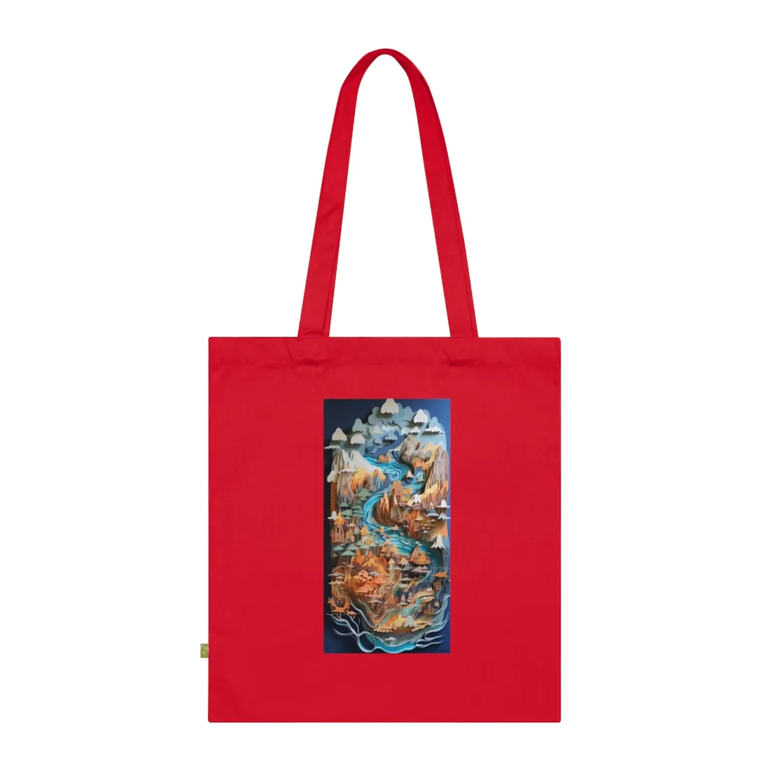 Vibrant Paper Quilling Paradise: Tropical Island Landscape with Colorful Flower - Tote Bag