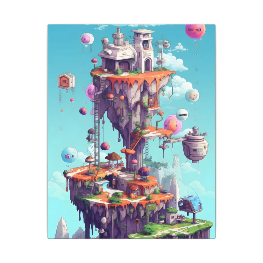 Vibrant Pixel Art: Colorful Cyber Pets World - Canvas