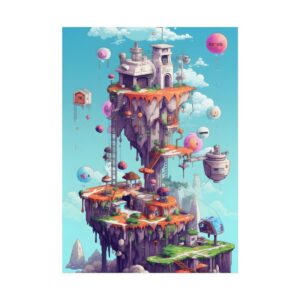 Floating Island Tower Poster