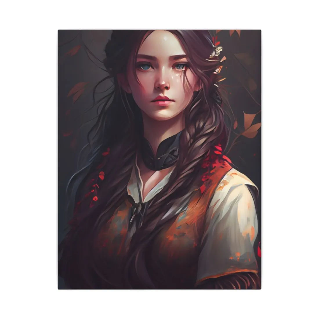 Vibrant Portrait: Brown Hair, Green Eyes - Canvas