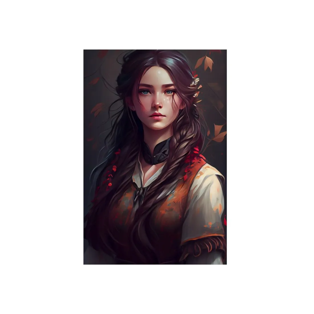 Vibrant Portrait: Brown Hair, Green Eyes - Metal Poster
