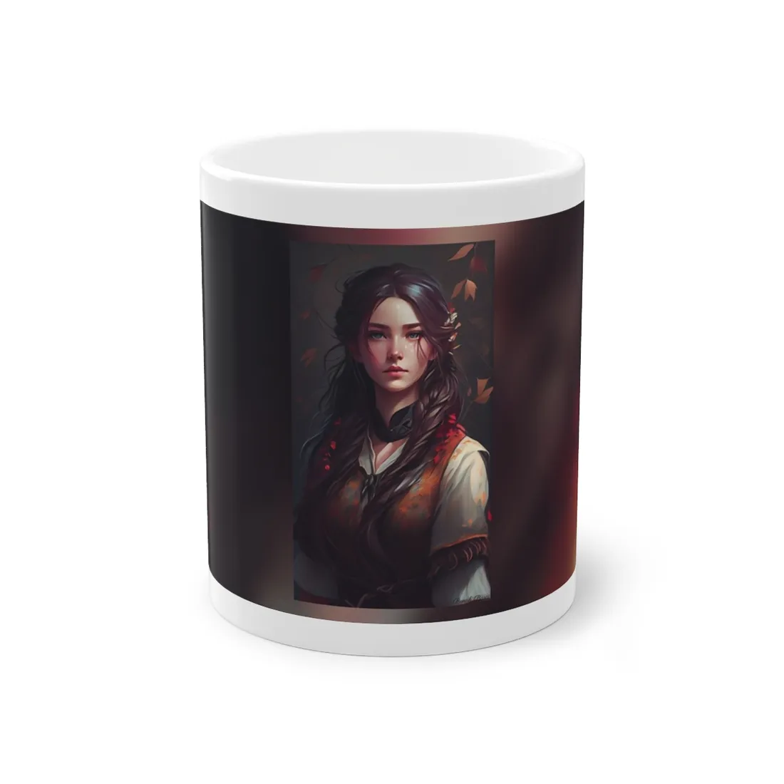 Vibrant Portrait: Brown Hair, Green Eyes - Mug